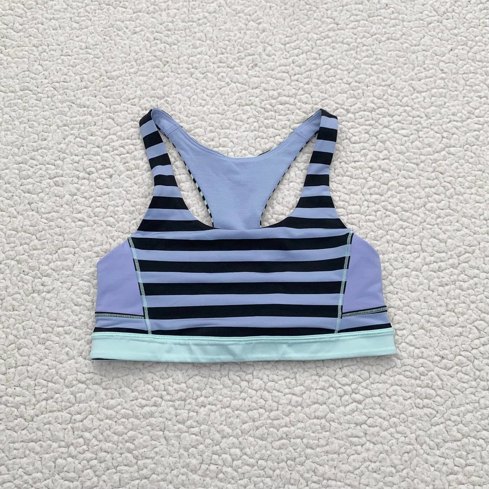 Lululemon Athletica Racerback Sports Bra Purple Black Mint NWOT